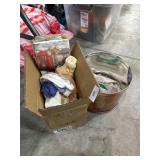 lot of misc. towels + vintage hats