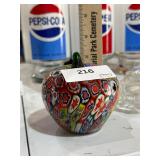 art glass apple paperweight