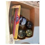 Marbles and crochet hooks