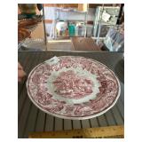 red and white spode plate rural scenes