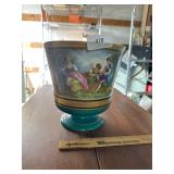 antique french painted scene vase pot