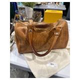 vintage hand tooled leather duffel purse bag