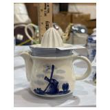 small blue and white dutch reamer pitcher