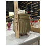 pottery biscuit jar signed by artist on bottom