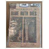BABE RUTH Dies original  1948 RARE newspaper