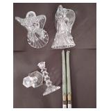 St.George Crystal Angel Candle Holders w/ Candles