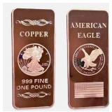 1 LB  999 Pure Copper Walking Liberty Eagle Design