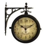 Round Metal Wall Clock & Thermometer   *Repro