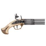 French 18th Century 4 Barrel Flintlock Pistol