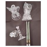 St.George Crystal Angel Candle Holders w/ Candles
