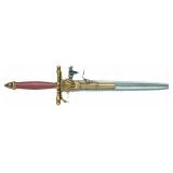 18th Century French Knife Pistol, Brass, Replica