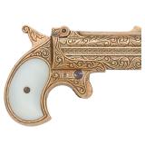 1866 Double Barrel Derringer Replica Pistol  BRASS