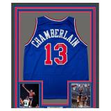 Framed Facsimile Signed Wilt Chamberlain Jersey
