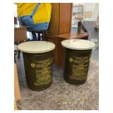 Civil Defense Metal Barrel Table Wood & Glass T
