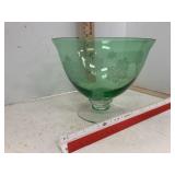 Green Glass Snowflake Bowl