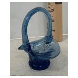 Vintage Fenton ? Miniature Basket Blue Glass