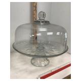 Vintage Clear Glass Pedestal Cake Stand & Dome