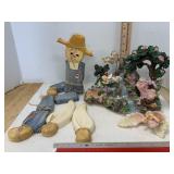 Angel & Cherubs Shelf Sitter & Scarecrow Needs TLC