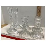 Crystal Glass Candle Stick Holders 3 Pair