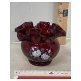 Fenton Ruby Red Ruffled Edge Rose Bowl