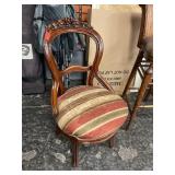 Victorian Style Side Chair Carved Wood Back