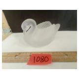 Frosted Glass Swan Trinket Dish/Candle Holder