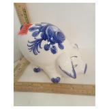 Ceramic Blue & White Piggy Bank