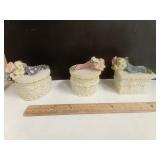 Ceramic Trinket Boxes with Bouquet Decor on Lids 3