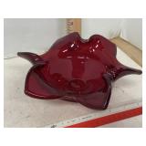 Vintage Ruby Red Glass Art Bowl