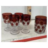 Vintage Ruby Red Block Glass Goblets