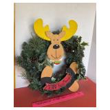 Merry Kiss Moose Wreath