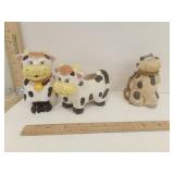 Ceramic Cows Sugar & Creamer  & Cow Figurine