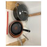 Lot of Pot & Pans Tfal Copperchef Red Copper
