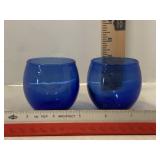 Vintage Cobalt Blue Glass Roly Poly Glasses 2