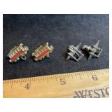 WWII P38 & Cable Car Screw-on Earrings