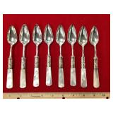 Mother of Pearl Sterling ? Neck Teaspoons 6