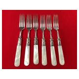 Mother of Pearl Sterling Marked Neck Salad Forks