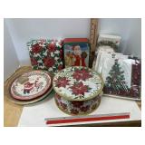 Holiday Box Tin & Paper Plates Napkins
