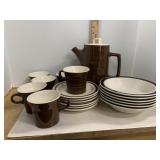 White & Brown Ceramic Tea Set