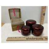 Chinese Lacquer Round Nesting Boxes & Box