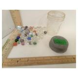 Pressed Glass Jelly Lidded Jelly Jar with Marbles