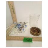 Pressed Glass Jelly Jar with Marbles