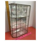 Etched Glass Wall Hanging Curio Cabinet Damaged
