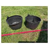 Plastic Footed Kettle Decor Planters Pair