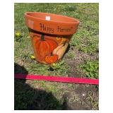 Happy Harvest Painted Clay Planter