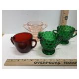Vtg Anchor Hocking Forest Green Bubble & More