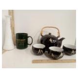 Pressed Milkglass Vase, Pier 1 Tea Set &