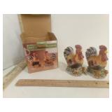 Ceramic Rooster SALT&PEPPERs in box