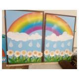 Rainbow, Flowers & Raindrop stickers 2 Panel W