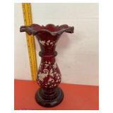 Hand Blow Ruby Red Vase